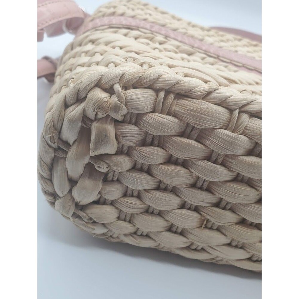 Brighton Purse Straw Handbag Pink Leather Trim  Floral Woven Basket Read - Picture 15 of 15